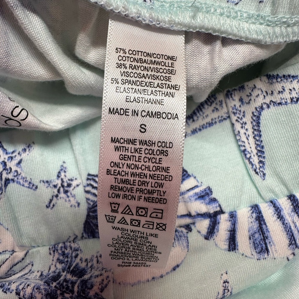 Cuddl Dud's Cotton Core T-Shirt & Shorts Lounge Set Beach Bound Blue Women's S - Picture 4 of 4